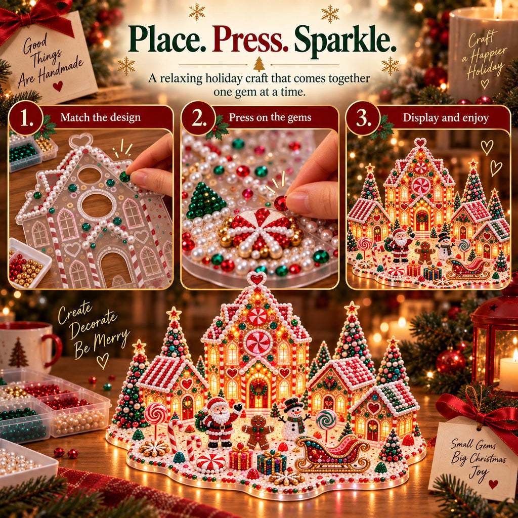 Sevair Deco Magical Christmas Village 3D Gem Art DIY Kit