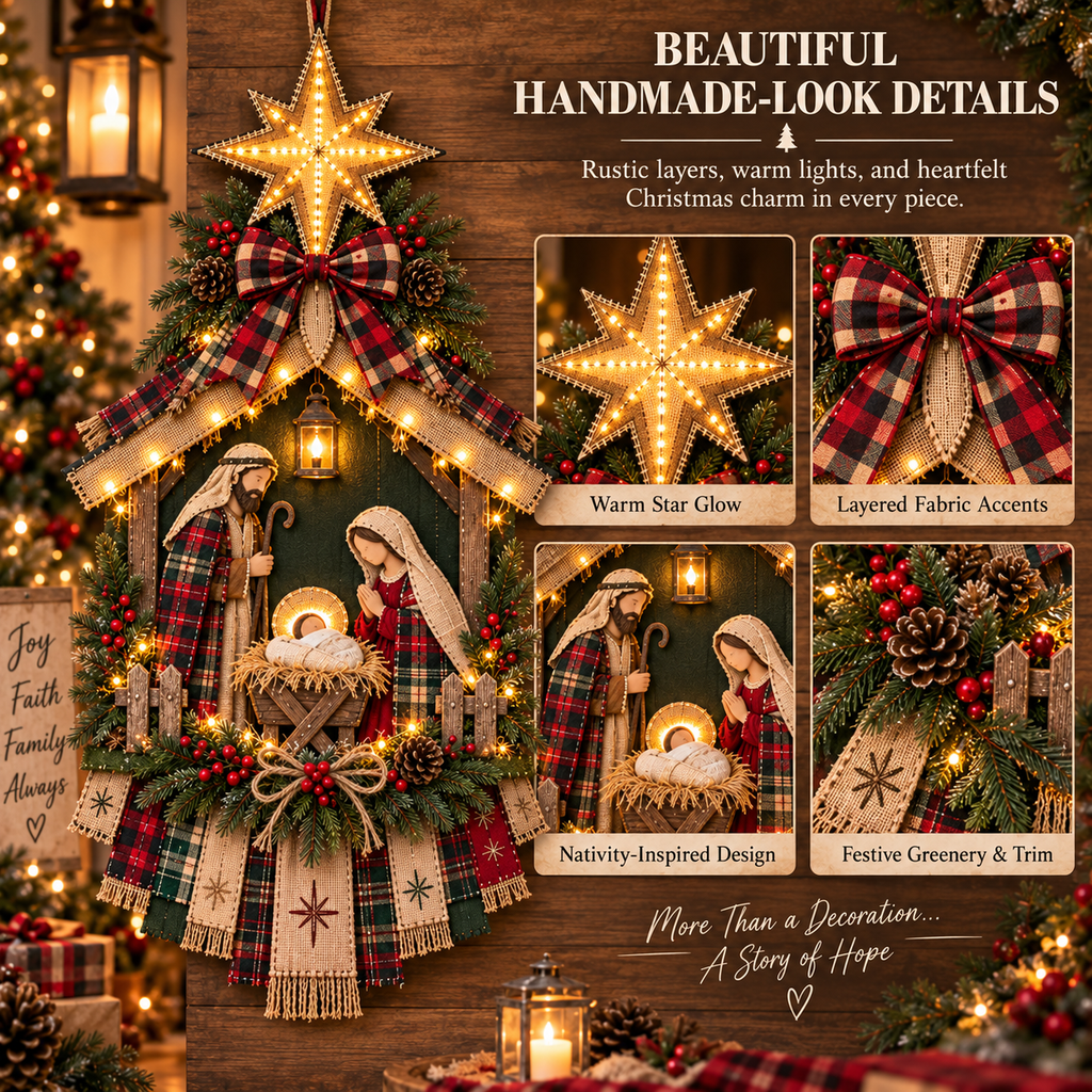 Sevair Deco DIY Lighted Christmas Nativity Scene Door Hanging Kit