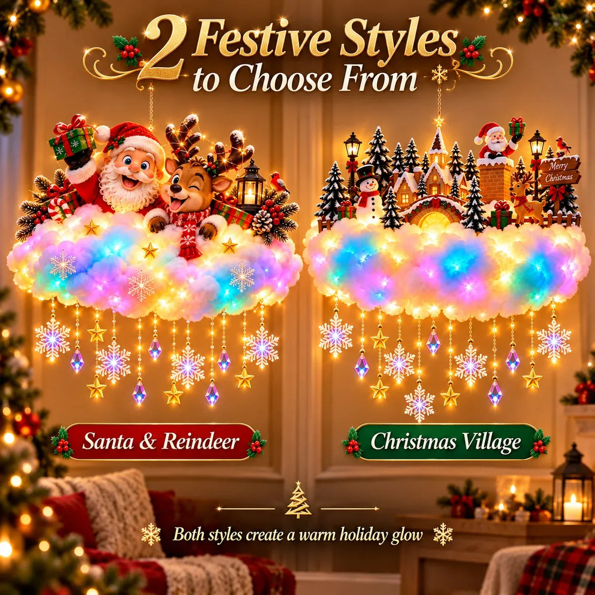 Sevair Deco Light-Up Christmas Cloud Hanging Decor