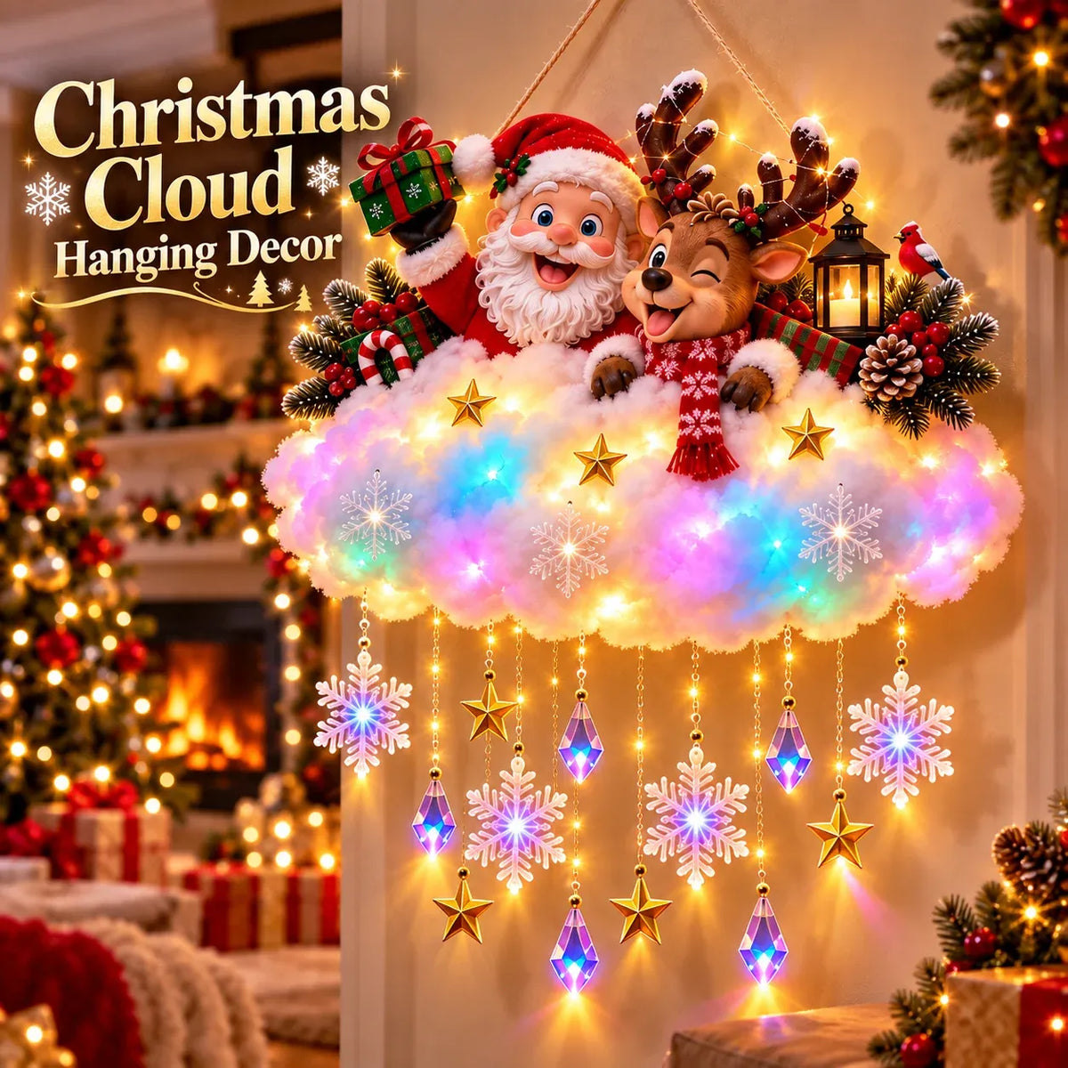 Sevair Deco Light-Up Christmas Cloud Hanging Decor