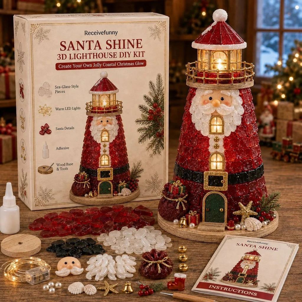 Sevair Deco Beginner-Friendly DIY Lighted Christmas Character Sea Glass-Style Lighthouse Kit Collection