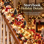 Sevair Deco Santa’s Sleigh Snowy Stair Railing Decor