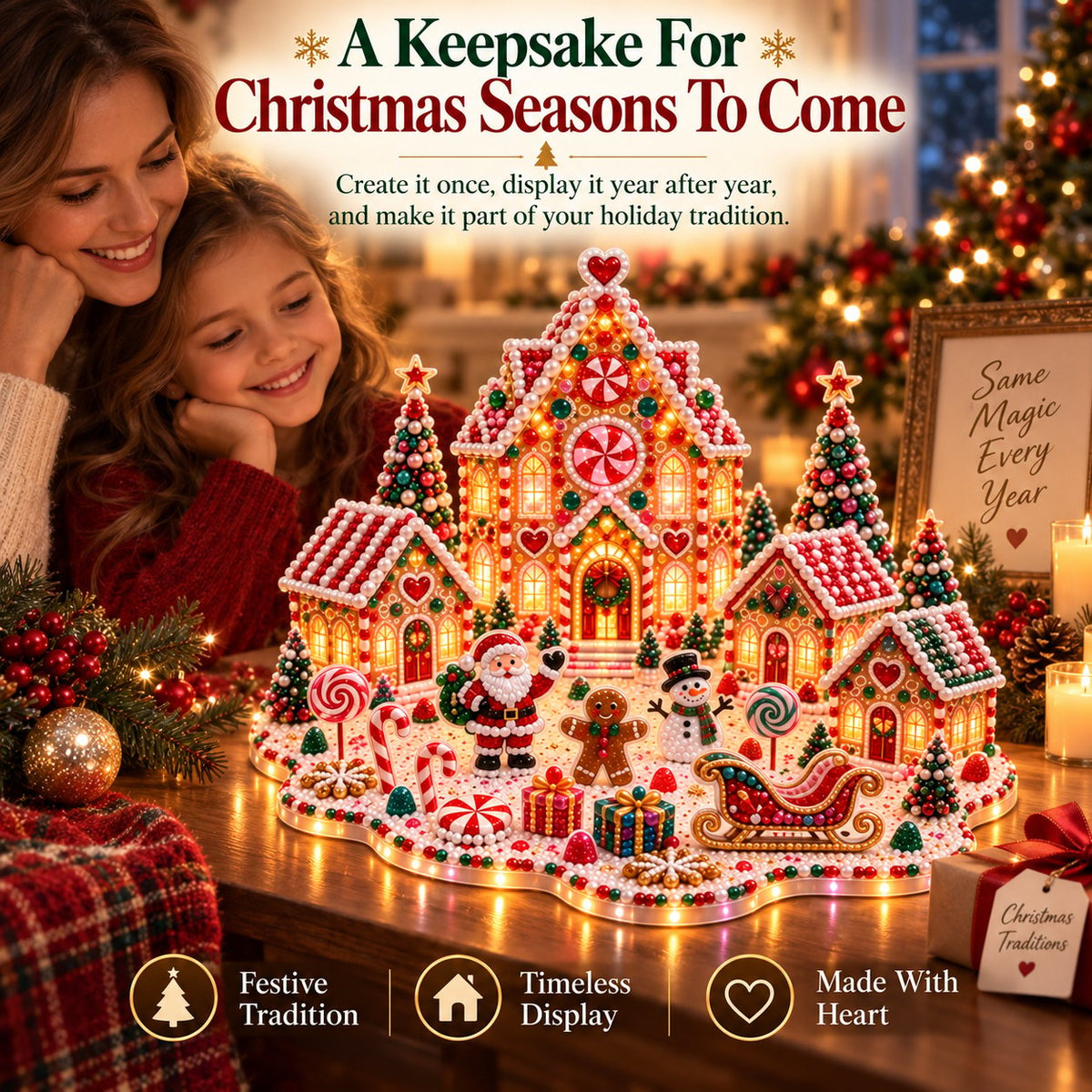 Sevair Deco Magical Christmas Village 3D Gem Art DIY Kit