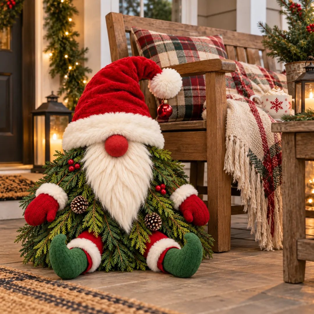 Sevair Deco Sitting Christmas Evergreen Gnome