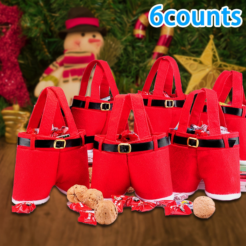 Sevair Deco Santa Pants Christmas Gift Bags 6-Pack