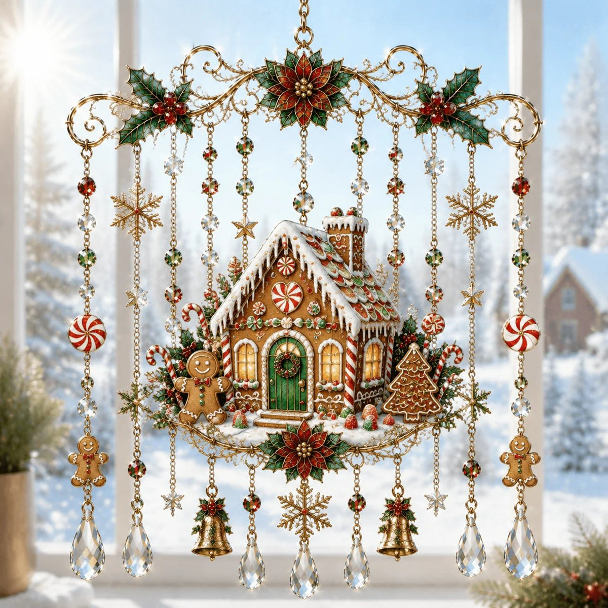 Sevair Deco Handmade Christmas Stained Glass Window Hanging