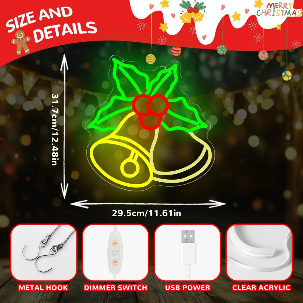 Sevair Deco Christmas Bells Neon Sign