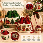 Sevair Deco Christmas Crochet Bucket Crossbody Bag