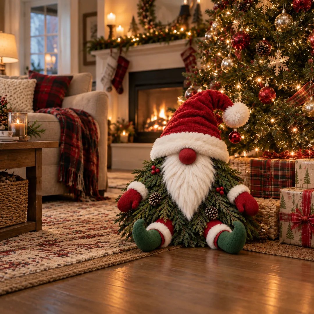 Sevair Deco Sitting Christmas Evergreen Gnome