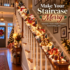 Sevair Deco Santa’s Sleigh Snowy Stair Railing Decor