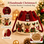 Sevair Deco Christmas Crochet Bucket Crossbody Bag