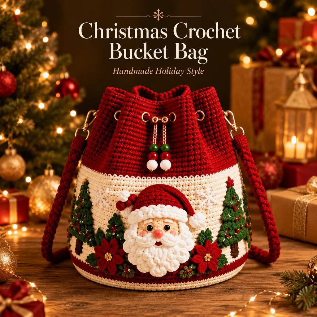 Sevair Deco Christmas Crochet Bucket Crossbody Bag