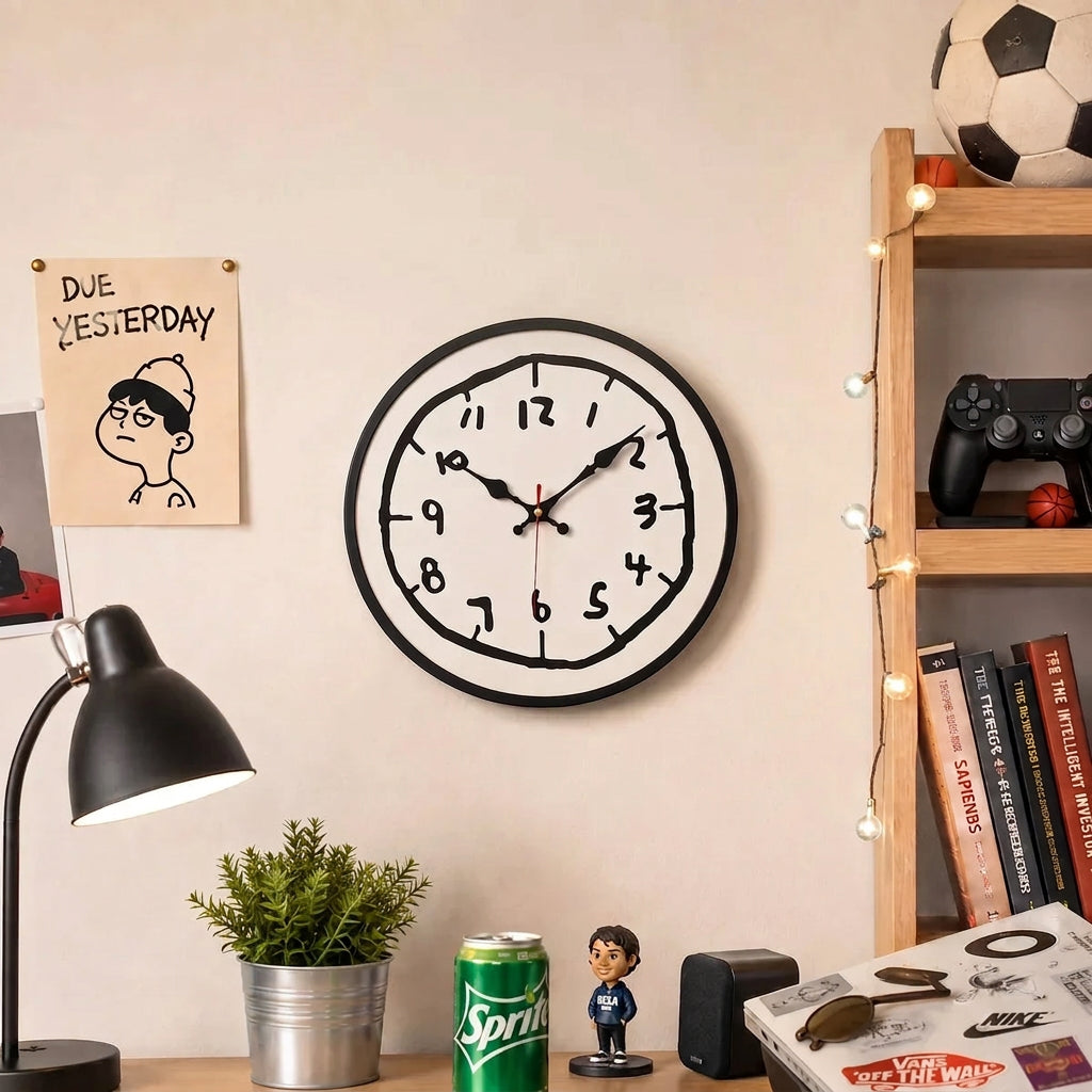 Sevair Deco Hand-Drawn Wall Clock