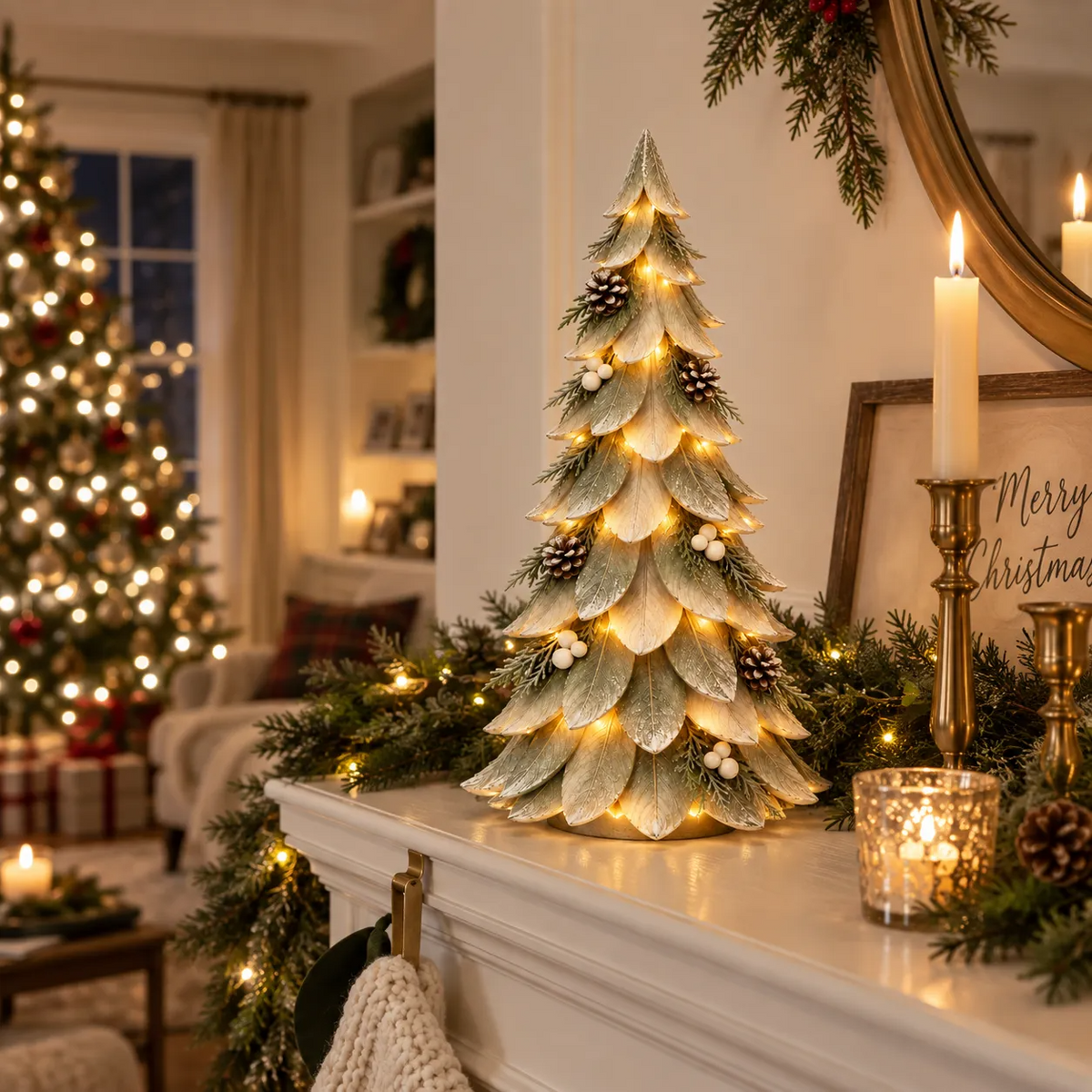Sevair Deco Winterleaf Glow Christmas Tree