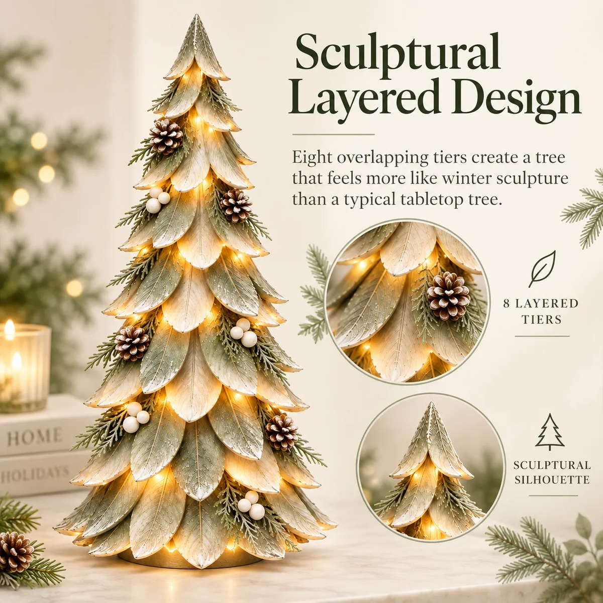 Sevair Deco Winterleaf Glow Christmas Tree