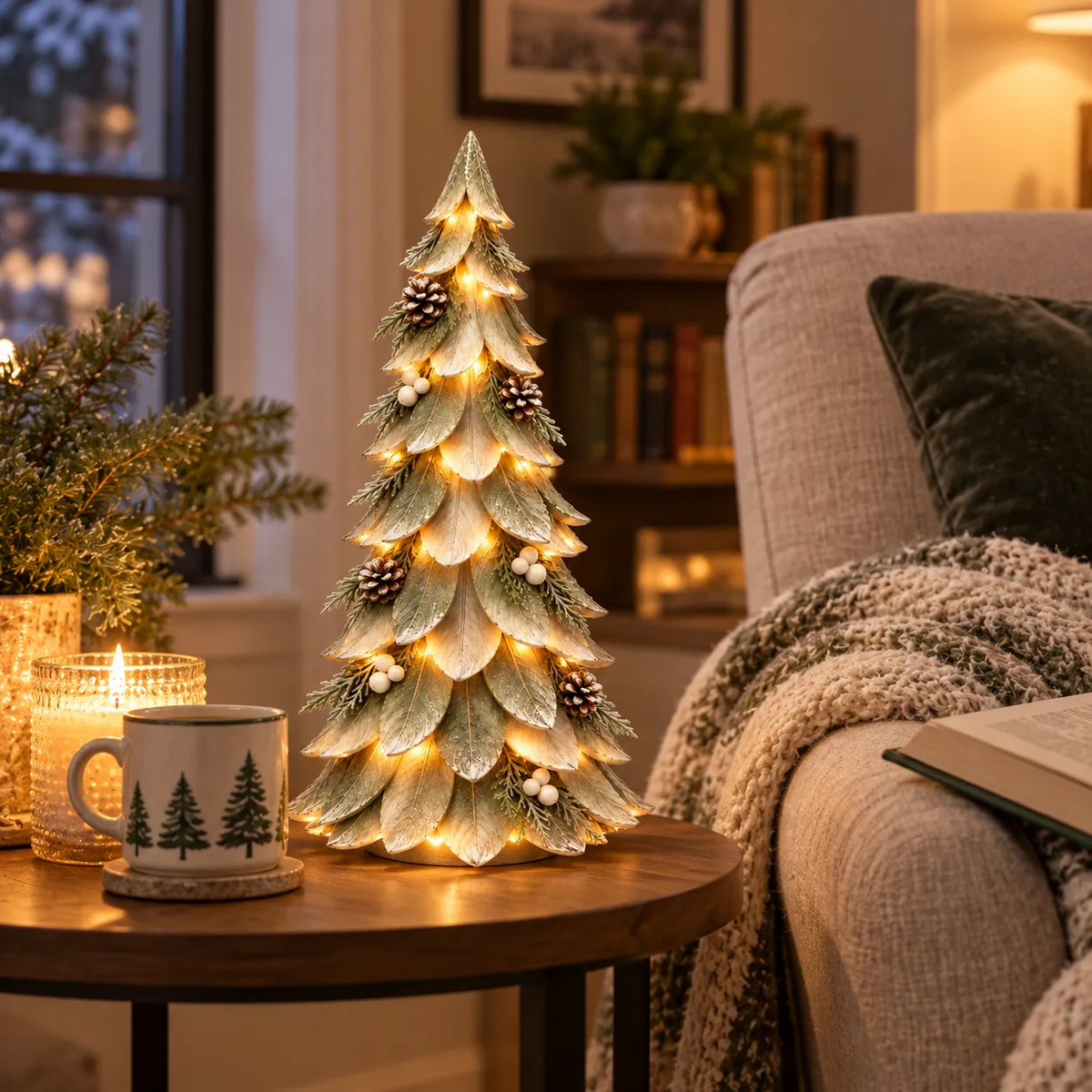 Sevair Deco Winterleaf Glow Christmas Tree