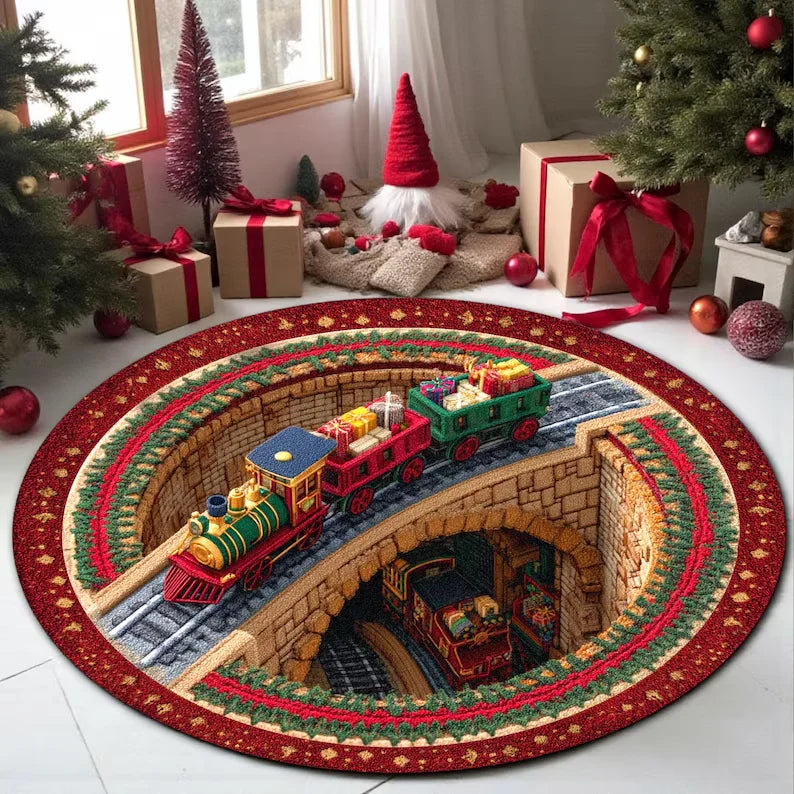 Sevair Deco 3D Christmas Train Rug for Holiday Decor 04