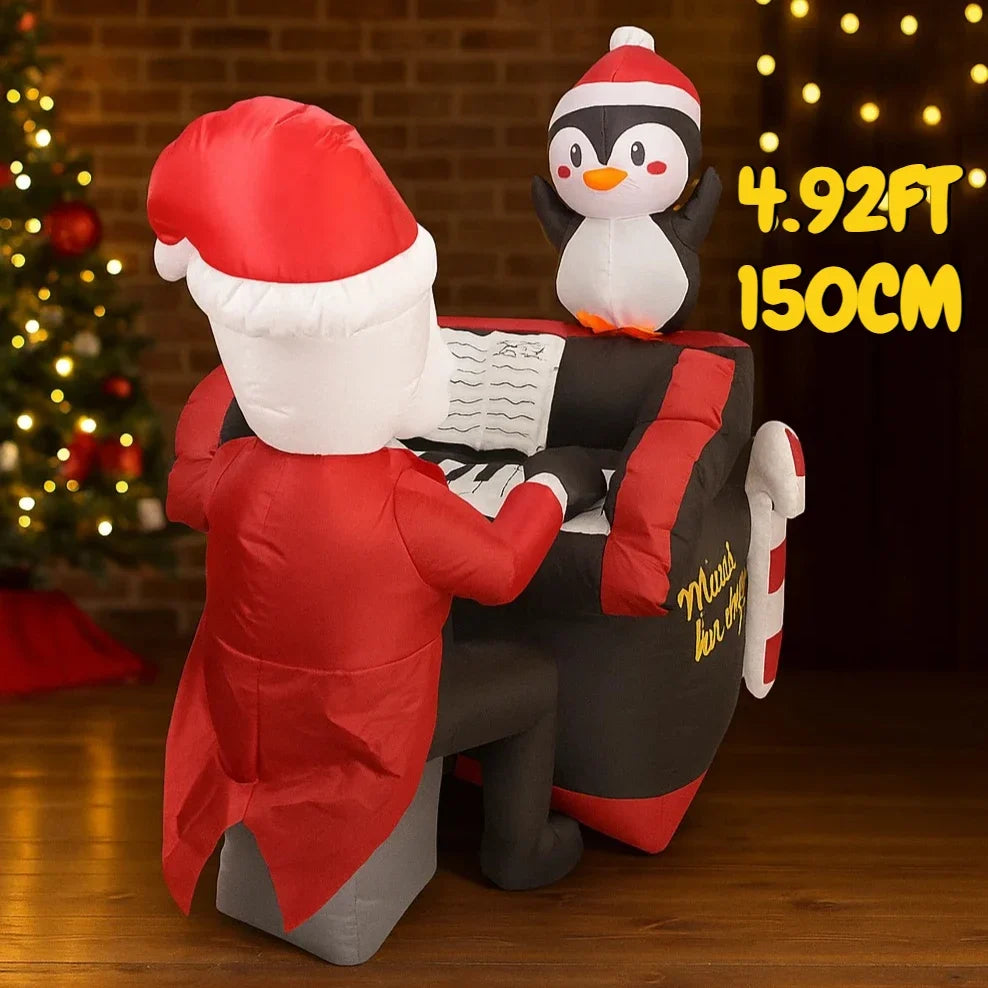 Sevair Deco 4.9FT Santa Penguin Piano Inflatable 2