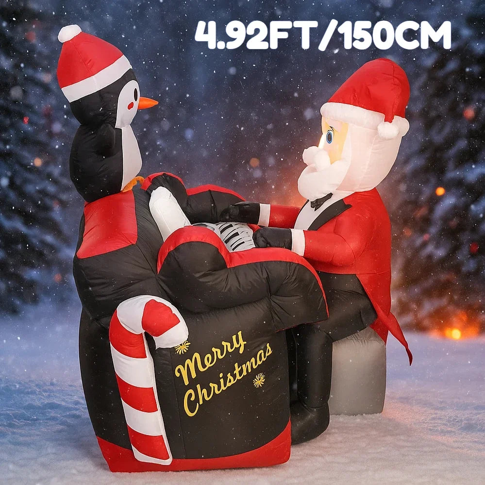 Sevair Deco 4.9FT Santa Penguin Piano Inflatable 4