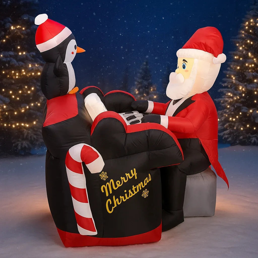 Sevair Deco 4.9FT Santa Penguin Piano Inflatable 7