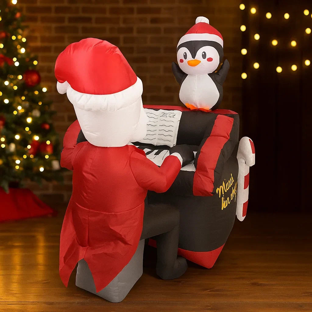 Sevair Deco 4.9FT Santa Penguin Piano Inflatable 8