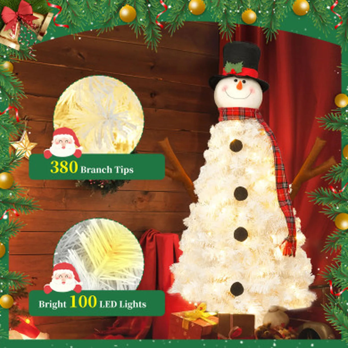 Sevair Deco 4FT Pre-Lit Snowman Christmas Tree 5