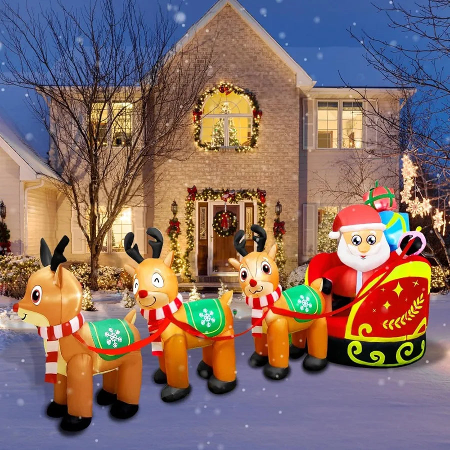 Sevair Deco 5FT Inflatable Santa Sleigh with Reindeer 2