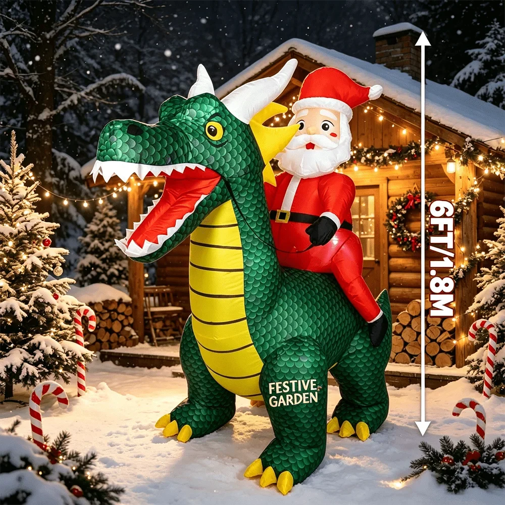 Sevair Deco 6FT Inflatable Santa Dragon 2