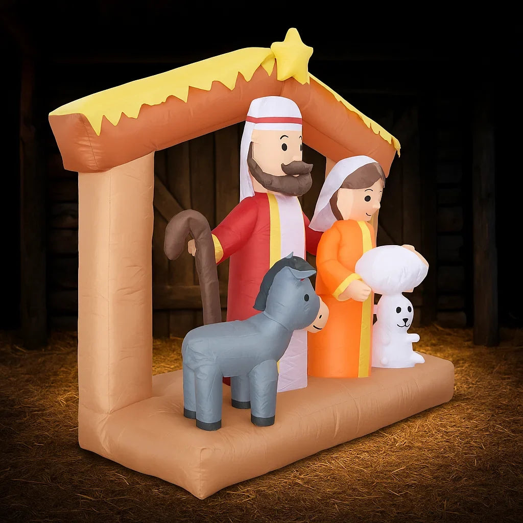Sevair Deco 6FT LED Nativity Scene Inflatable angled view