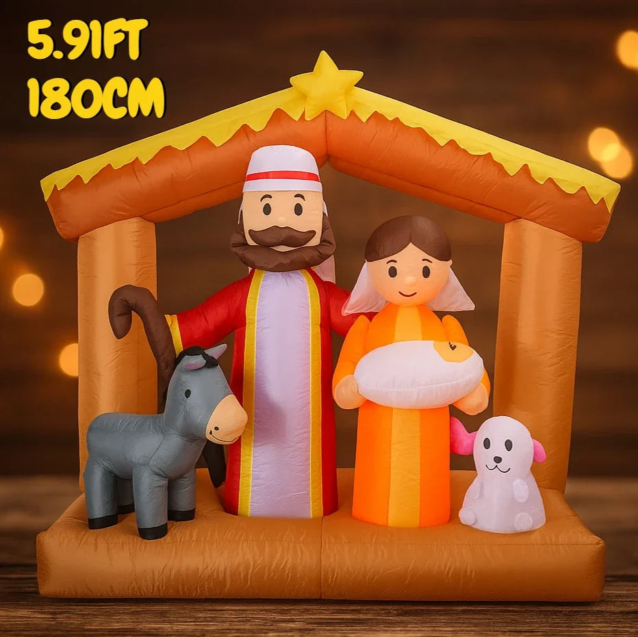 Sevair Deco 6FT LED Nativity Scene Inflatable front detail