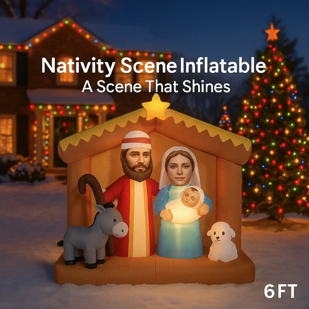 Sevair Deco 6FT LED Nativity Scene Inflatable front display