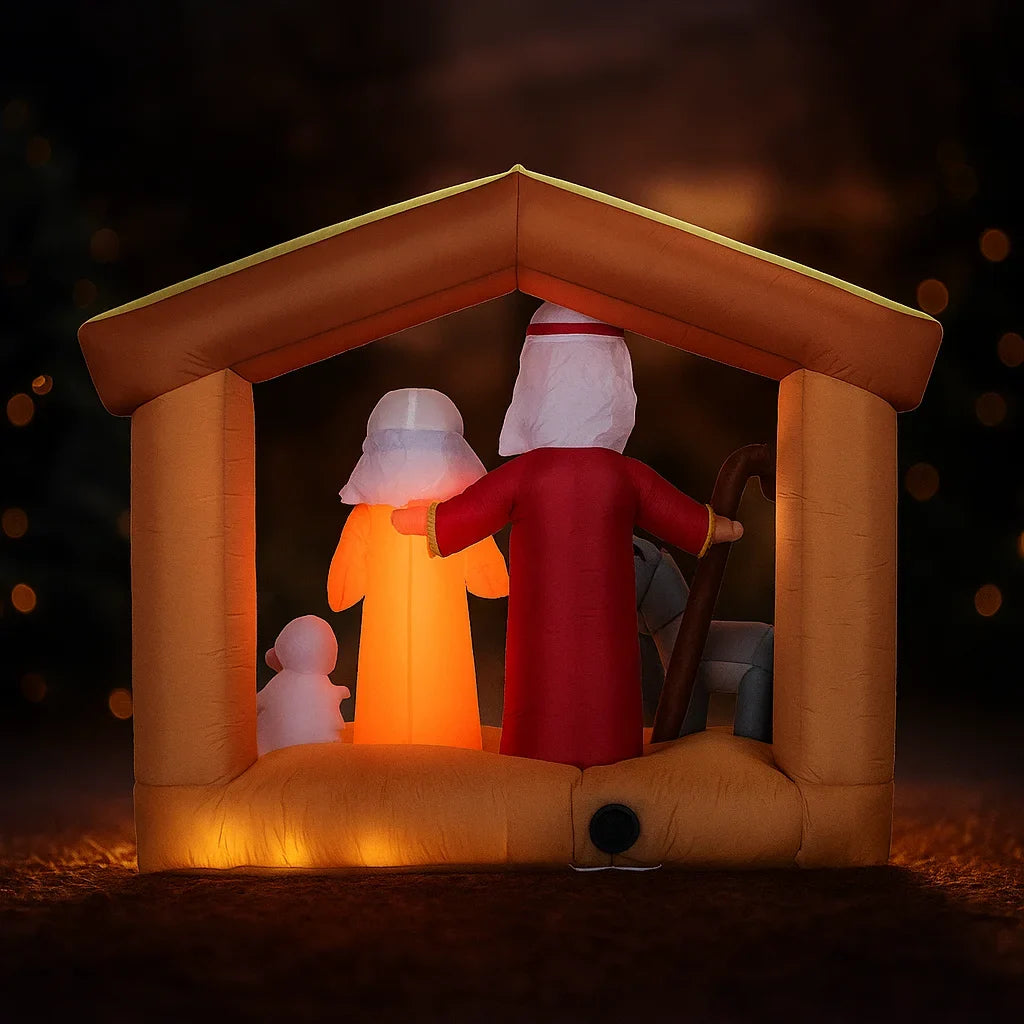 Sevair Deco 6FT LED Nativity Scene Inflatable night view