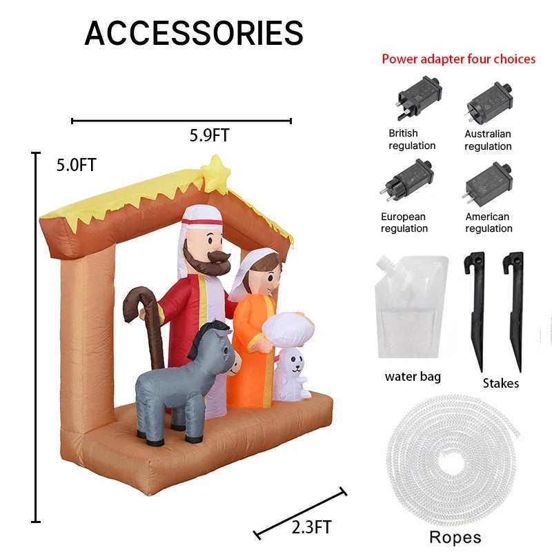 Sevair Deco 6FT LED Nativity Scene Inflatable set accessories