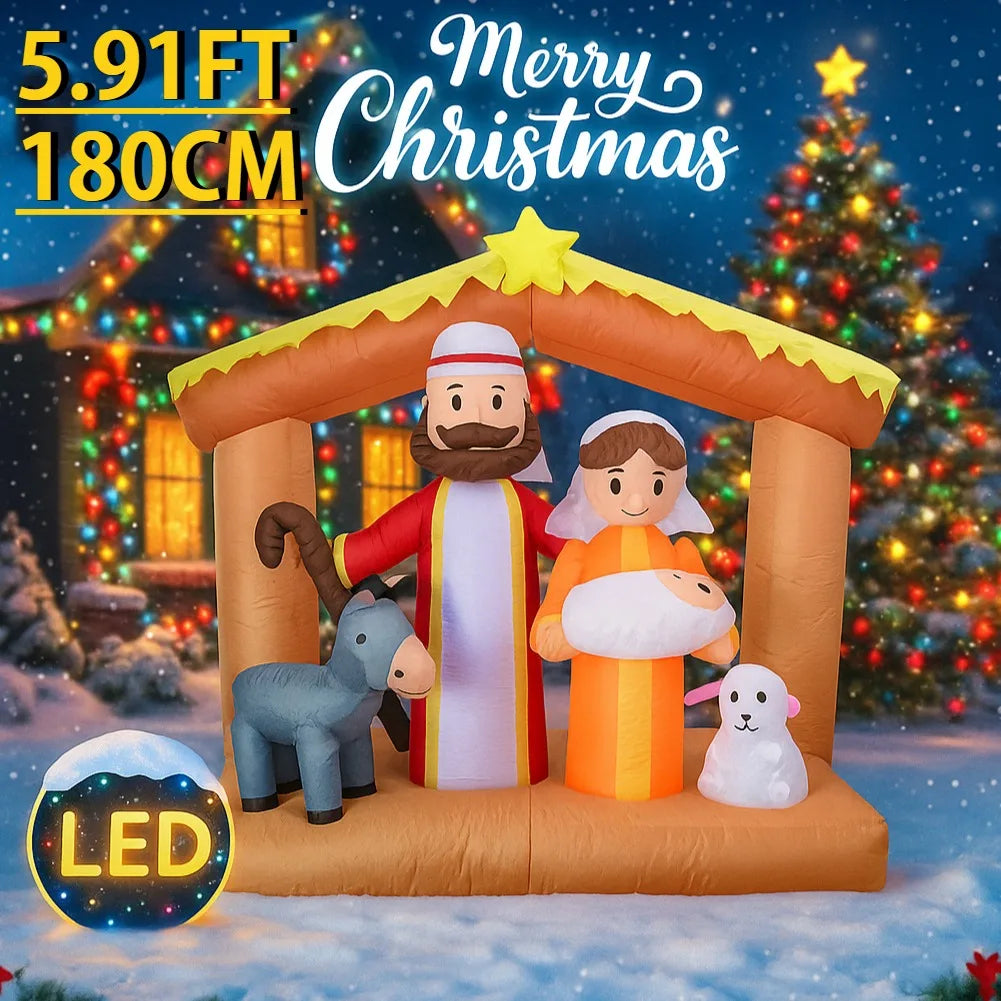 Sevair Deco 6FT LED Nativity Scene Inflatable size overview