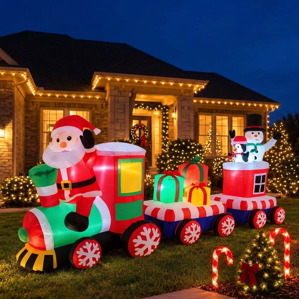 Sevair Deco 7.8FT Inflatable Christmas Santa Train 1