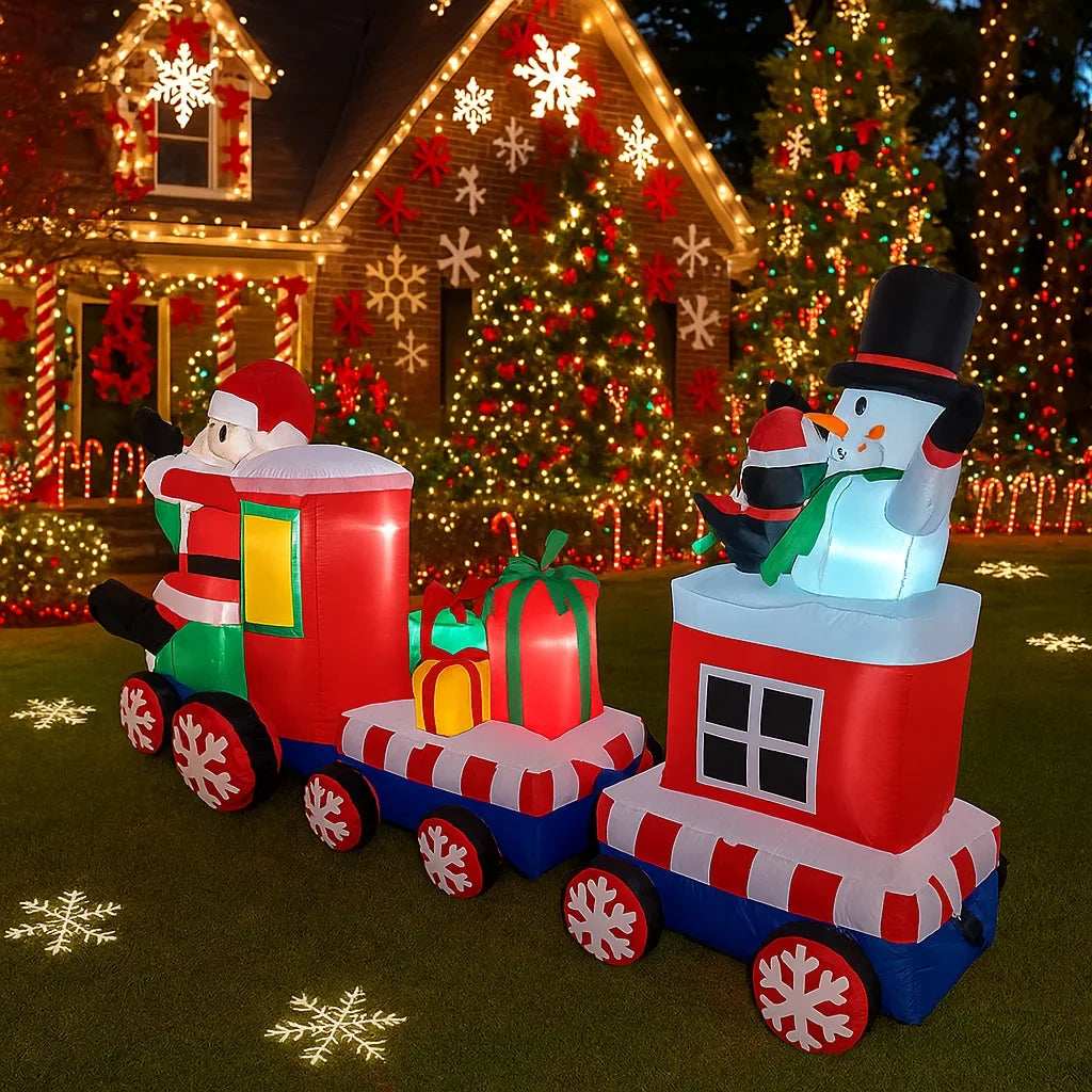 Sevair Deco 7.8FT Inflatable Christmas Santa Train 9