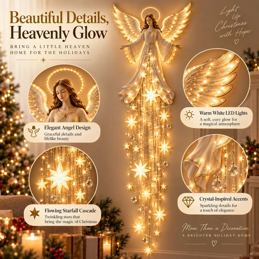 Sevair Deco Angel Starfall Wall Light for Christmas angel details