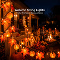 Sevair Deco Autumn Pumpkin and Maple Leaf String Lights porch glow