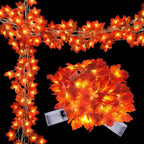 Sevair Deco Autumn Pumpkin and Maple Leaf String Lights string details