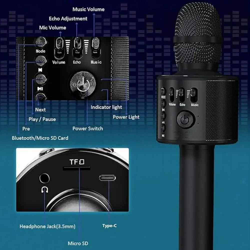 Sevair Deco Bluetooth Karaoke Microphone with Speaker 7