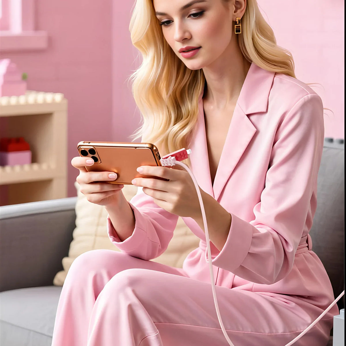 Sevair Deco Building Block Charging Cable phone lifestyle