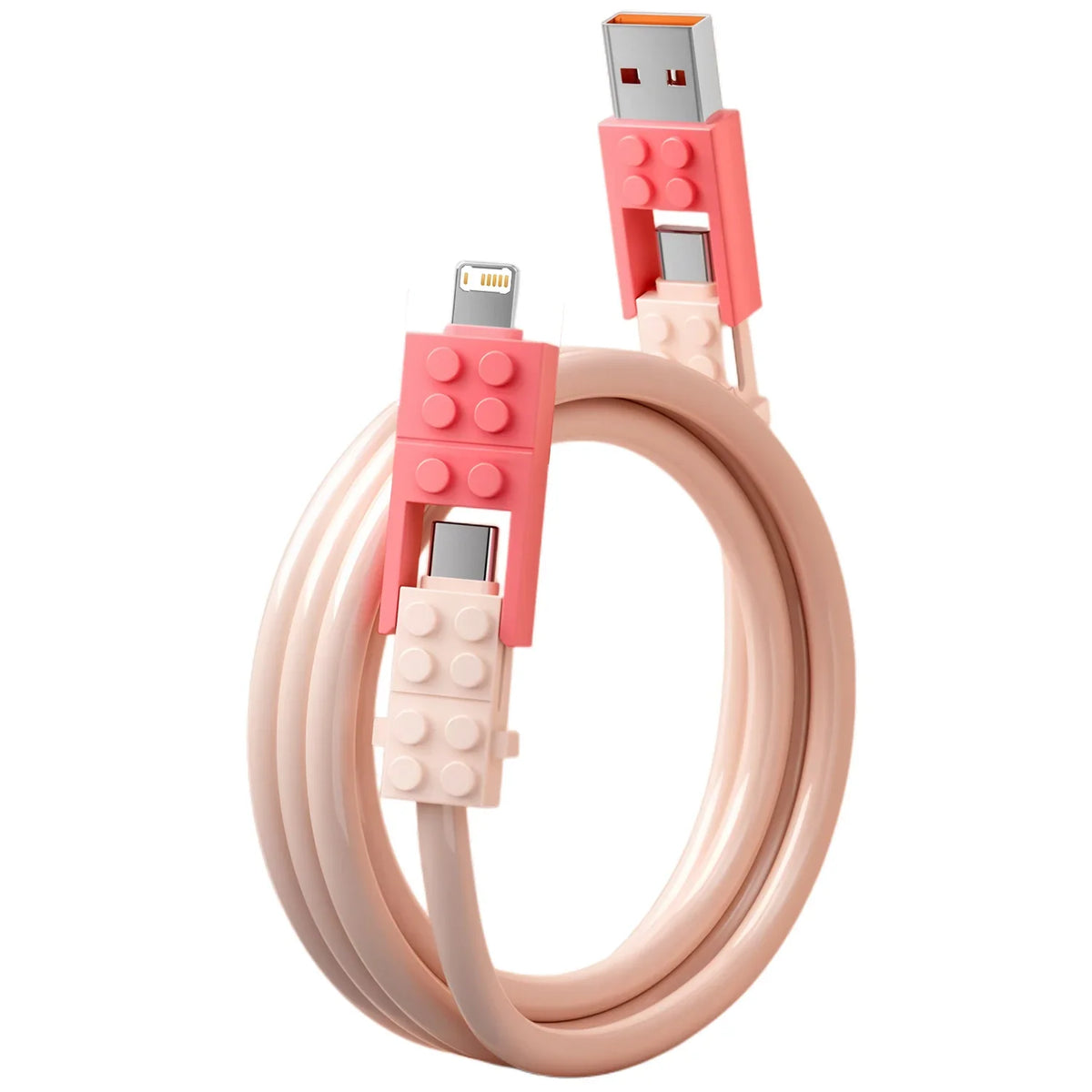 Sevair Deco Building Block Charging Cable pink coiled view