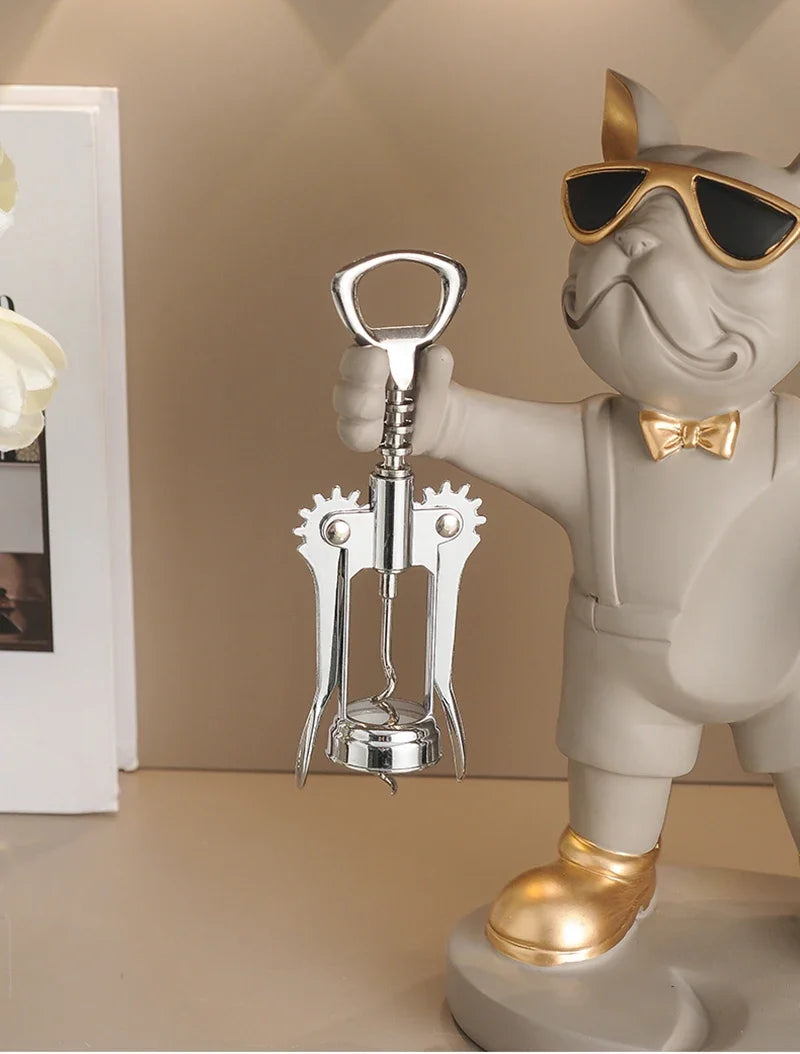 Sevair Deco Bulldog Wine Bottle and Glass Holder 10