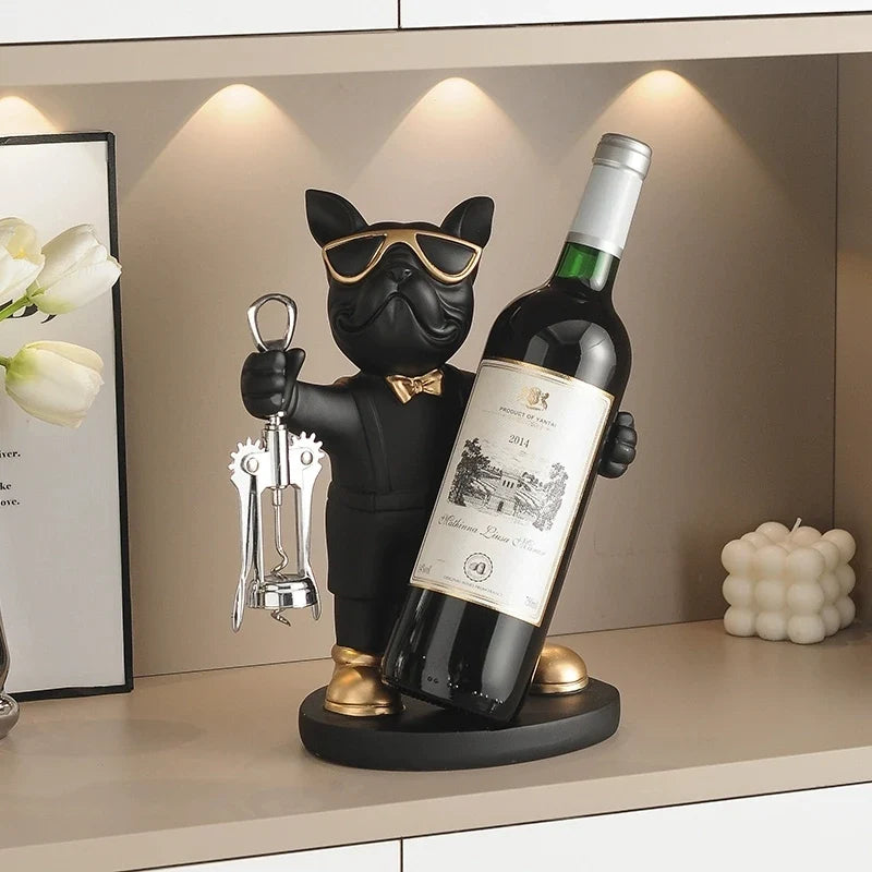 Sevair Deco Bulldog Wine Bottle and Glass Holder 13
