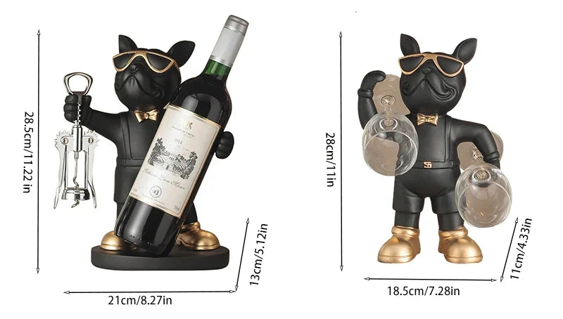 Sevair Deco Bulldog Wine Bottle and Glass Holder 15