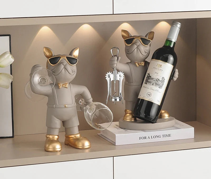 Sevair Deco Bulldog Wine Bottle and Glass Holder 17