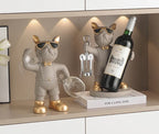 Sevair Deco Bulldog Wine Bottle and Glass Holder 17
