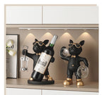 Sevair Deco Bulldog Wine Bottle and Glass Holder 18