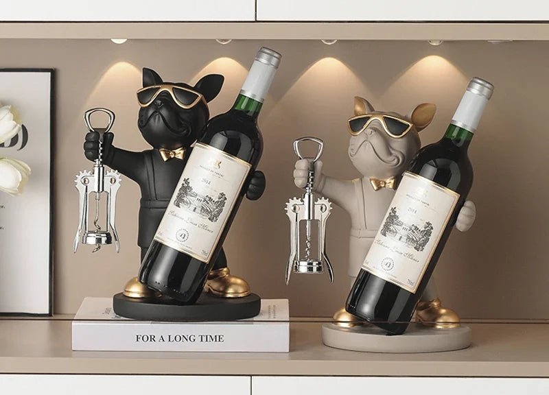 Sevair Deco Bulldog Wine Bottle and Glass Holder 19
