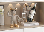 Sevair Deco Bulldog Wine Bottle and Glass Holder 20